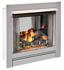 Duluth Forge Ventless Stainless Outdoor Gas Fireplace Insert With Glass Media and Log Set - 24,000 BTU, Manual Control - Model