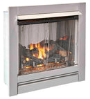 Bluegrass Living Vent Free Stainless Outdoor Gas Fireplace Insert With Fire Glass Media and Log Set - 24,000 BTU, Manual Control - Model