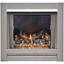 Duluth Forge Outdoor Fireplace Insert With Concrete Log Set and Slate Gray Brick Fiber Liner - Model