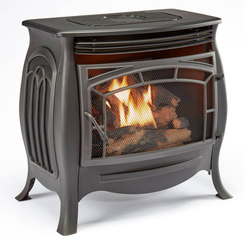 Duluth Forge Dual Fuel Ventless Gas Stove - 26,000 BTU, Remote Control, Matte Black Finish - Model