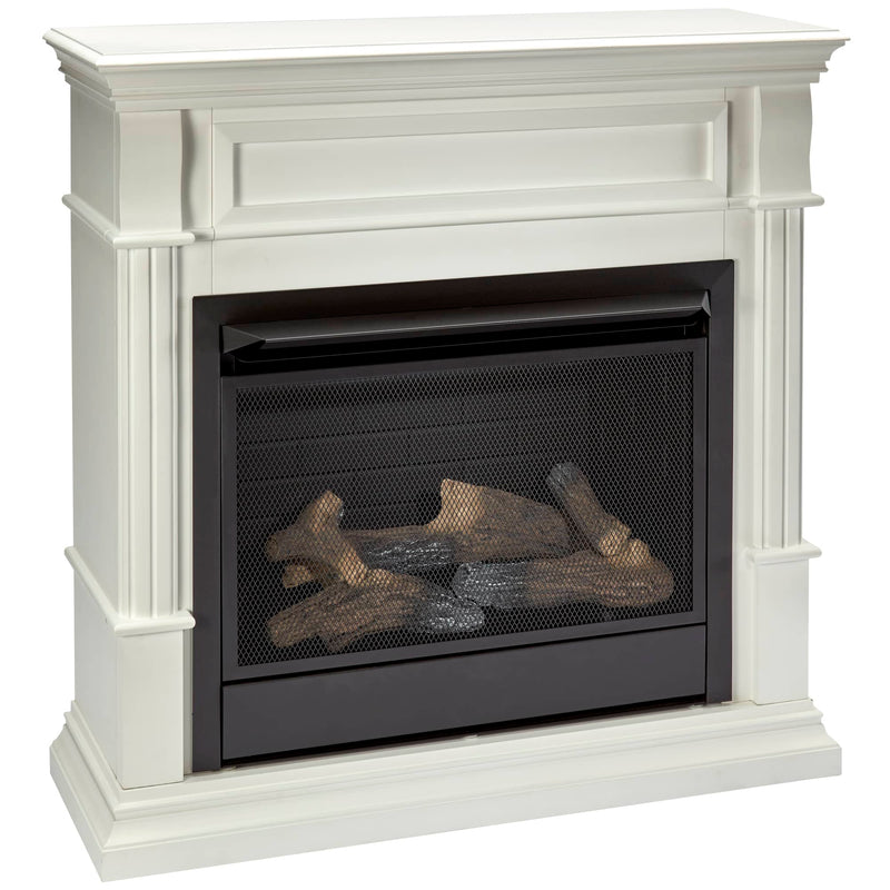 Duluth Forge Dual Fuel Ventless Gas Fireplace With Mantel - 26,000 BTU, T-Stat Control, Antique White Finish - Model