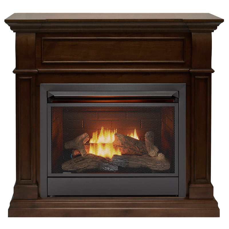 Duluth Forge Dual Fuel Ventless Gas Fireplace With Mantel - 26,000 BTU, T-Stat Control, Walnut Finish - Model