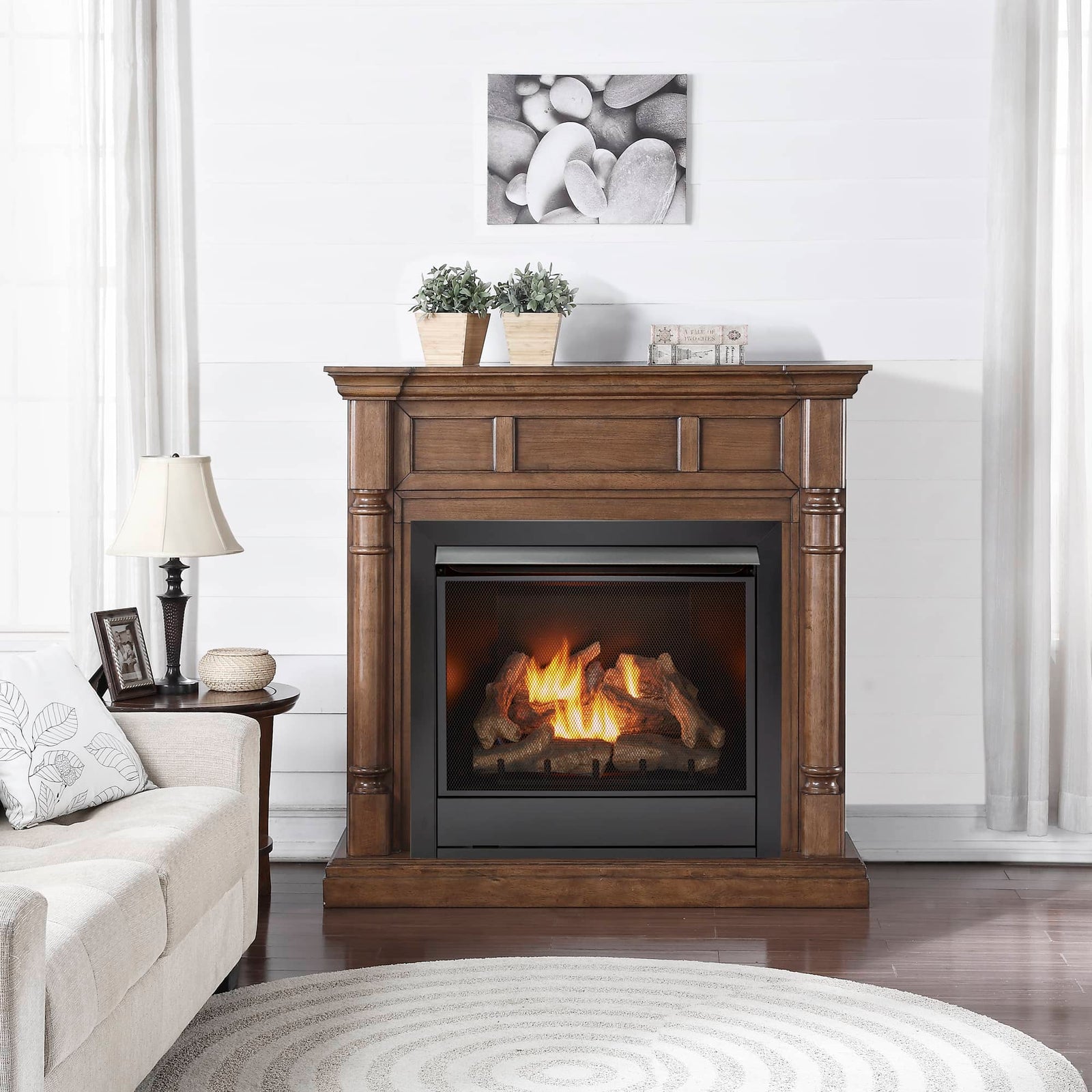 Duluth Forge Full Size Dual Fuel Ventless Gas Fireplace With Mantel