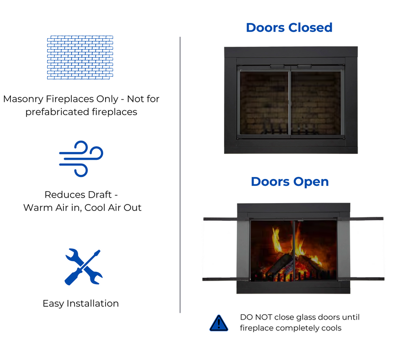 Bluegrass Living Harland Fireplace Glass Doors With Screen, Small - Model