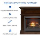 Duluth Forge Dual Fuel Ventless Gas Fireplace With Mantel - 26,000 BTU, T-Stat Control, Walnut Finish - Model