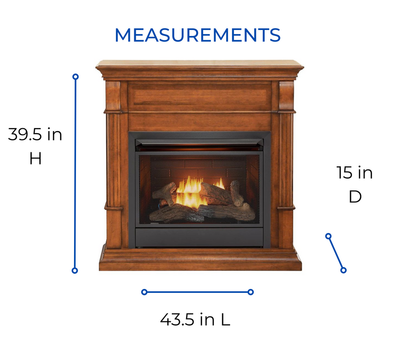 Duluth Forge Dual Fuel Ventless Gas Fireplace With Mantel - 26,000 BTU, T-Stat Control, Apple Spice Finish - Model DFS-300T-3AS