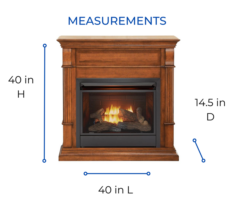 Duluth Forge Dual Fuel Ventless Gas Fireplace With Mantel - 26,000 BTU, Remote Control, Apple Spice Finish - Model