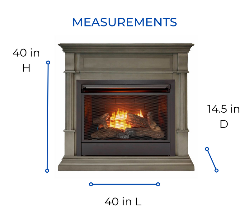 Duluth Forge Dual Fuel Ventless Gas Fireplace With Mantel - 26,000 BTU, Remote Control, Slate Gray Finish - Model