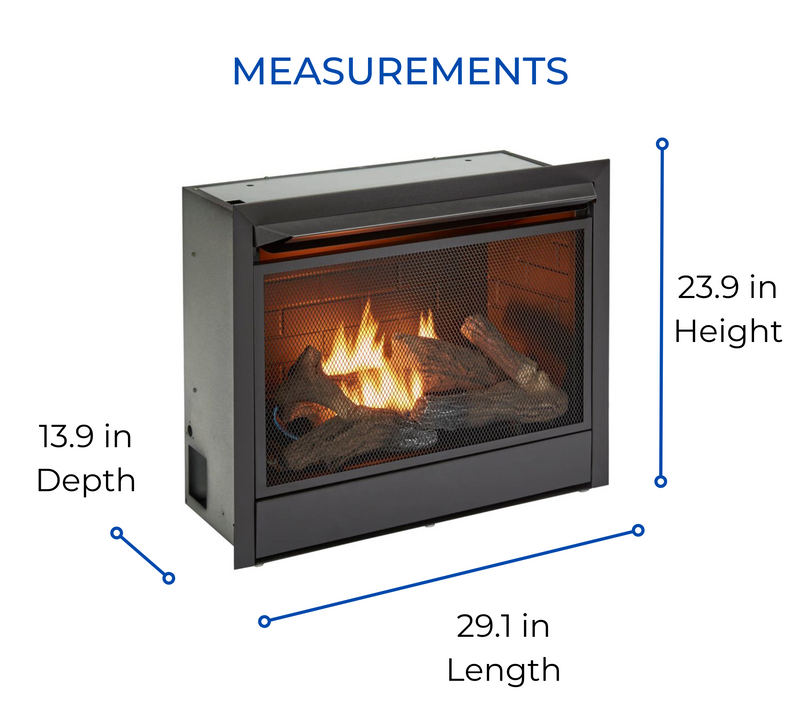 Duluth Forge Dual Fuel Ventless Gas Fireplace Insert - 26,000 BTU, T-Stat Control - Model