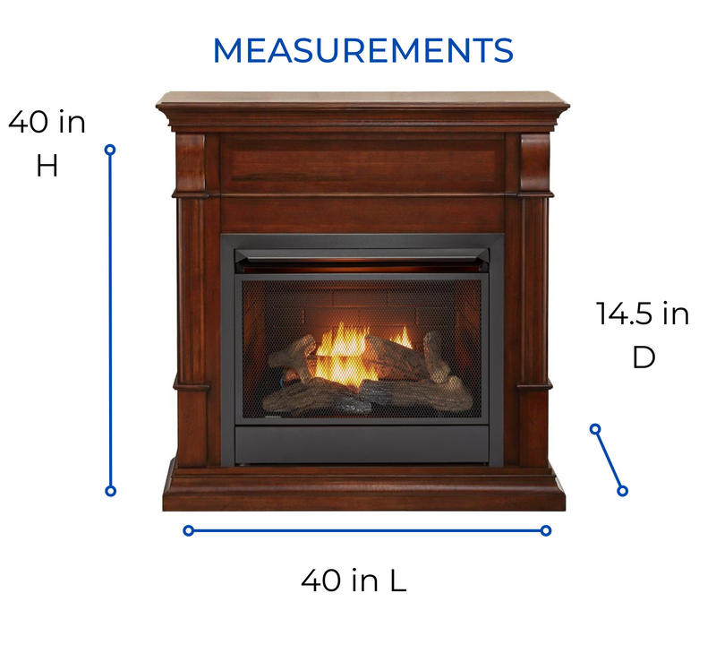 Duluth Forge Dual Fuel Ventless Gas Fireplace With Mantel - 26,000 BTU, Remote Control, Auburn Cherry Finish - Model