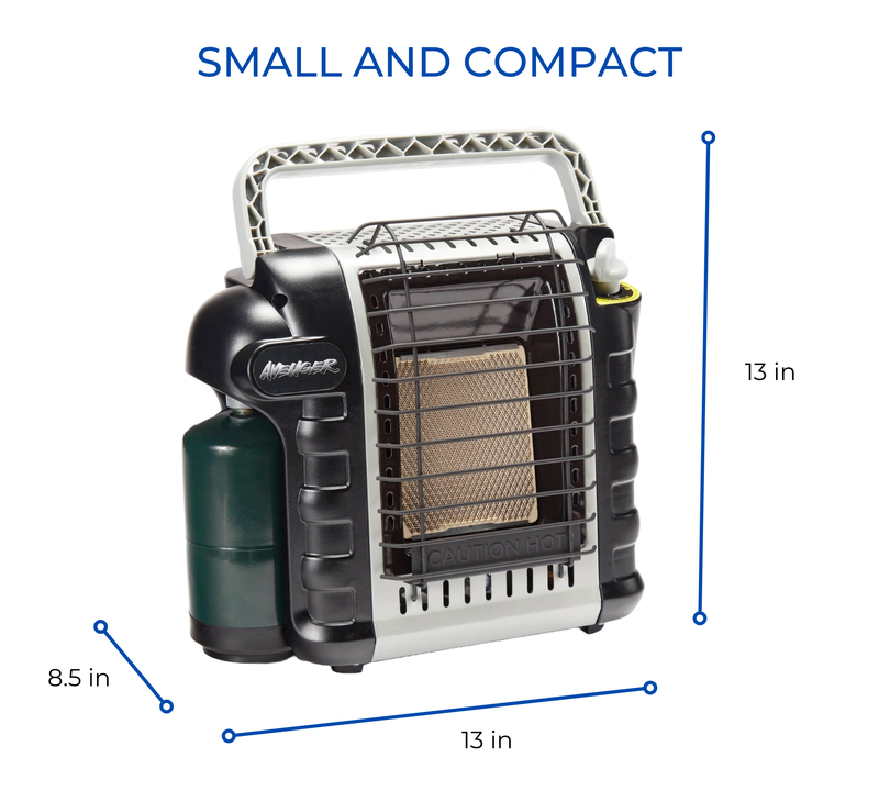 Avenger Portable Infrared Propane Gas Outdoor Heater - 9,000 BTU, Operates on 1 Lb. Propane Tank - Model