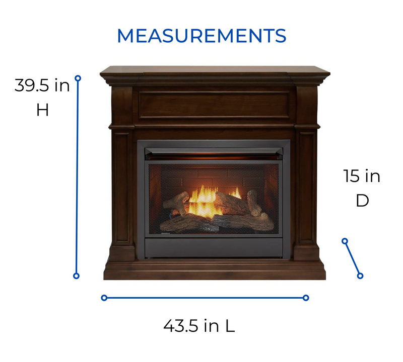 Duluth Forge Dual Fuel Ventless Gas Fireplace With Mantel - 26,000 BTU, Remote Control, Walnut Finish - Model