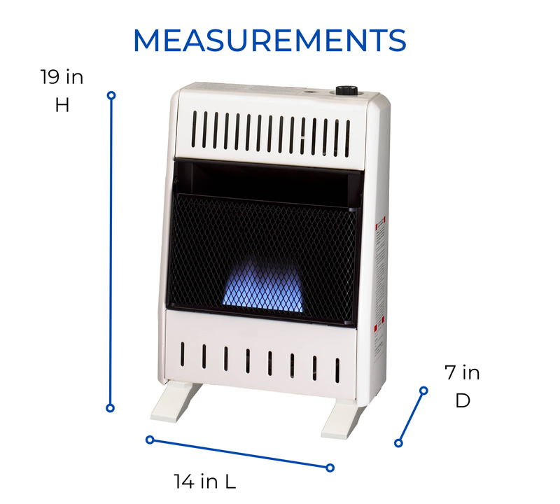 ProCom Heating Liquid Propane Ventless Blue Flame Heater With Base Feet - 10,000 BTU, Manual Control - Model