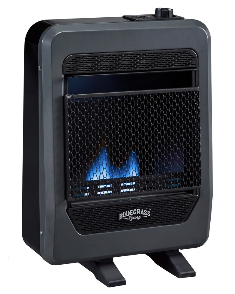 Bluegrass Living Propane Gas Vent Free Blue Flame Gas Space Heater With Base Feet - 10,000 BTU, T-Stat Control - Model