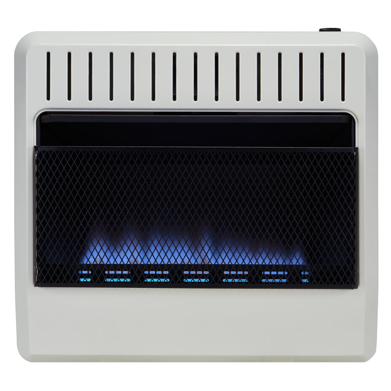 Avenger Dual Fuel Ventless Blue Flame Gas Space Heater With Base Feet - 30,000 BTU, T-Stat Control - Model