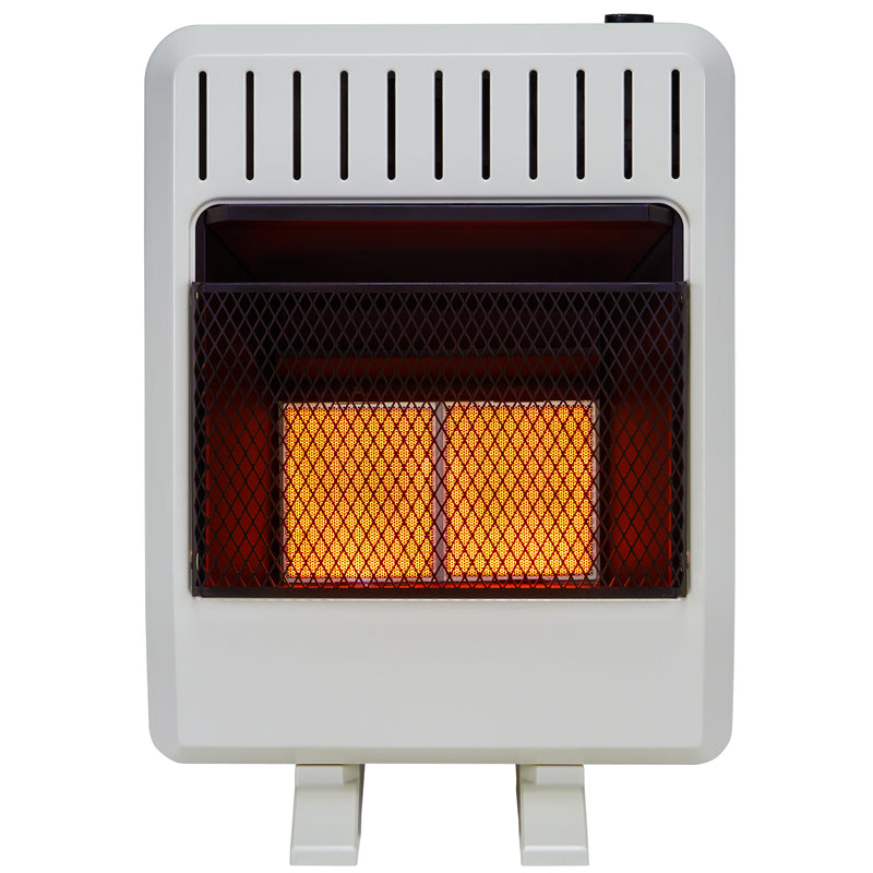 Avenger Dual Fuel Ventless Infrared Gas Space Heater With Blower and Base Feet - 20,000 BTU, T-Stat Control - Model
