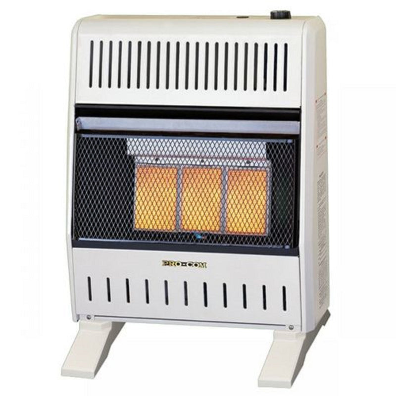 ProCom Dual Fuel Ventless Infrared Gas Space Heater With Blower and Base Feet - 20,000 BTU, T-Stat Control - Model