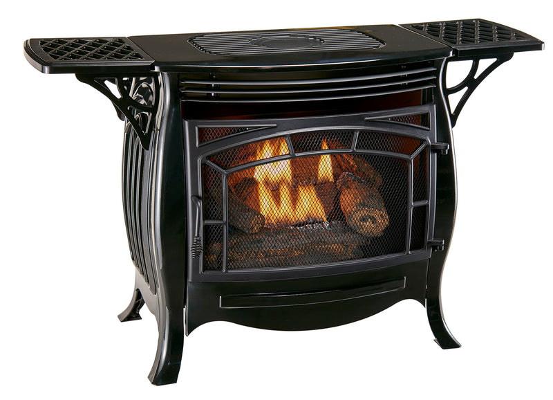 Duluth Forge Dual Fuel Ventless Gas Stove - 26,000 BTU, Remote Control, Gloss Black Finish - Model