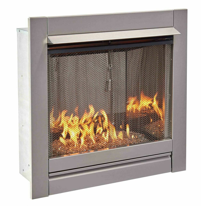 Duluth Forge Vent Free Stainless Outdoor Gas Fireplace Insert With Crystal Fire Glass Media - 24,000 BTU - Model