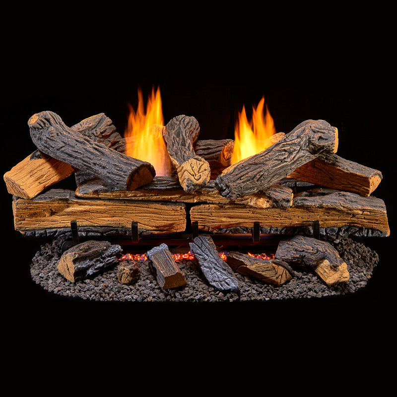Duluth Forge Reconditioned Ventless Propane Gas Log Set - 30 in. Split Red Oak - Manual Control - DLS-L30M-1-R