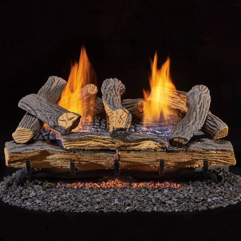 Duluth Forge Reconditioned Ventless Natural Gas Log Set - 24 in. Split Red Oak 33,000 BTU - Manual Control - DLS-N24M-1-R