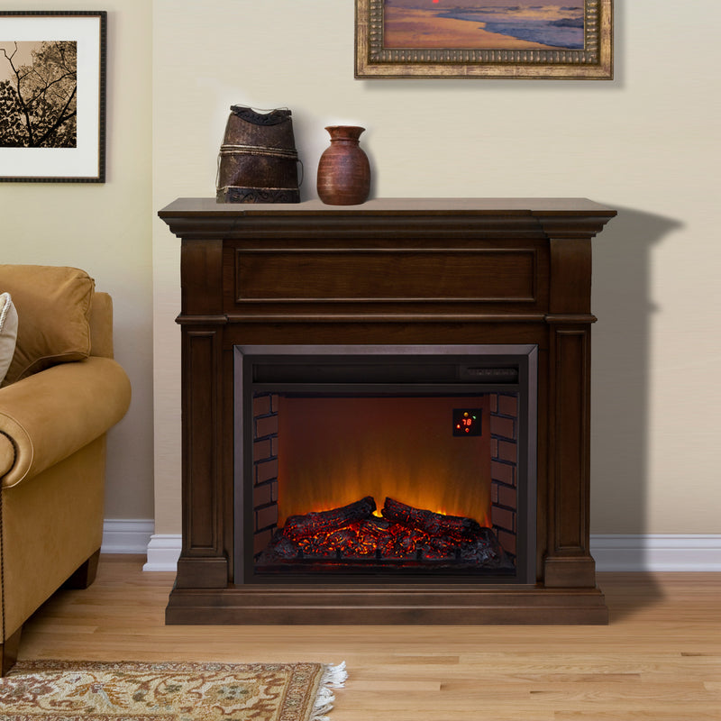 Duluth Forge Full Size Electric Fireplace - Remote Control, Walnut Finish - Model