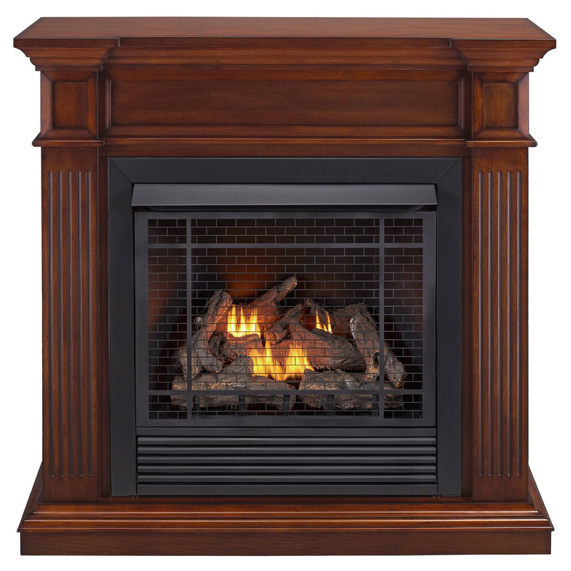 Duluth Forge Dual Fuel Ventless Gas Fireplace With Jefferson Series Mantel - 32,000 BTU, Remote Control, Heritage Cherry Finish - Model