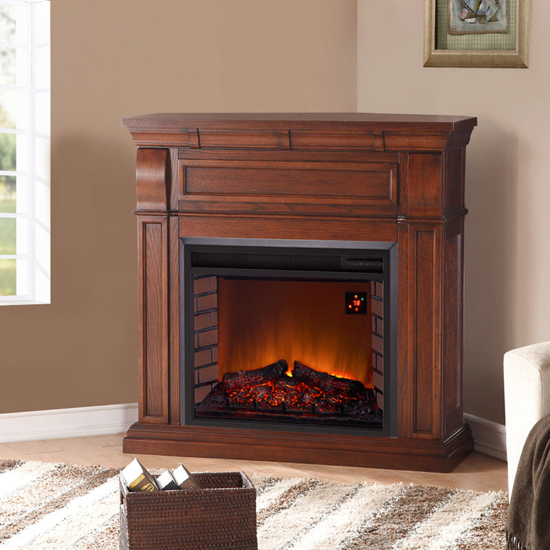 Duluth Forge Full Size Electric Fireplace - Remote Control, Chestnut Oak Finish - Model