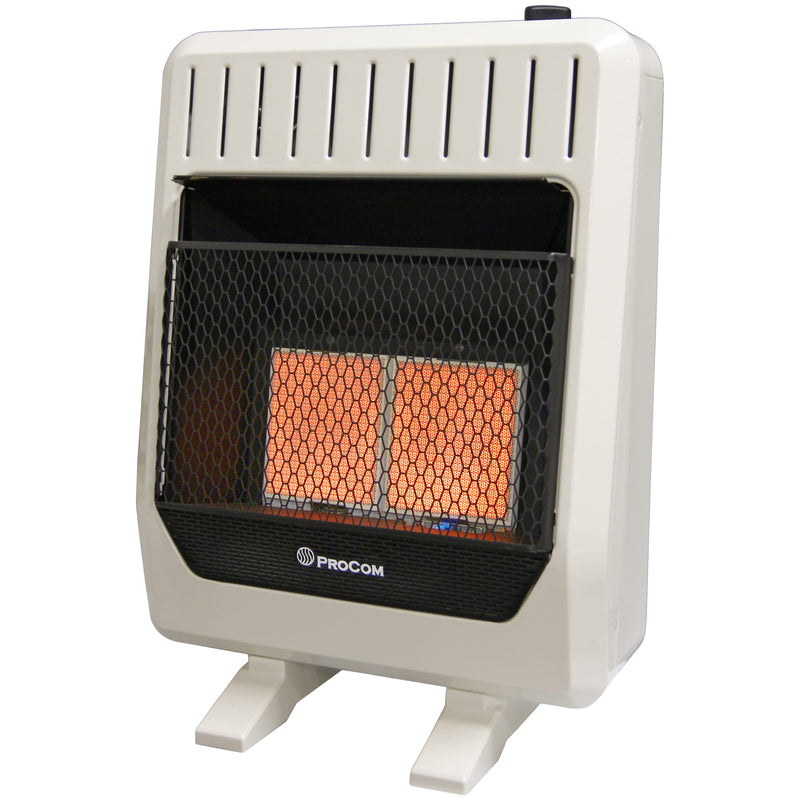 ProCom Dual Fuel Ventless Infrared Plaque Heater With Blower and Base Feet - 20,000 BTU, T-Stat Control - Model