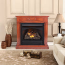 ProCom Dual Fuel Ventless Gas Fireplace With Mantel - 32,000 BTU, Remote Control, Heritage Cherry Finish - Model