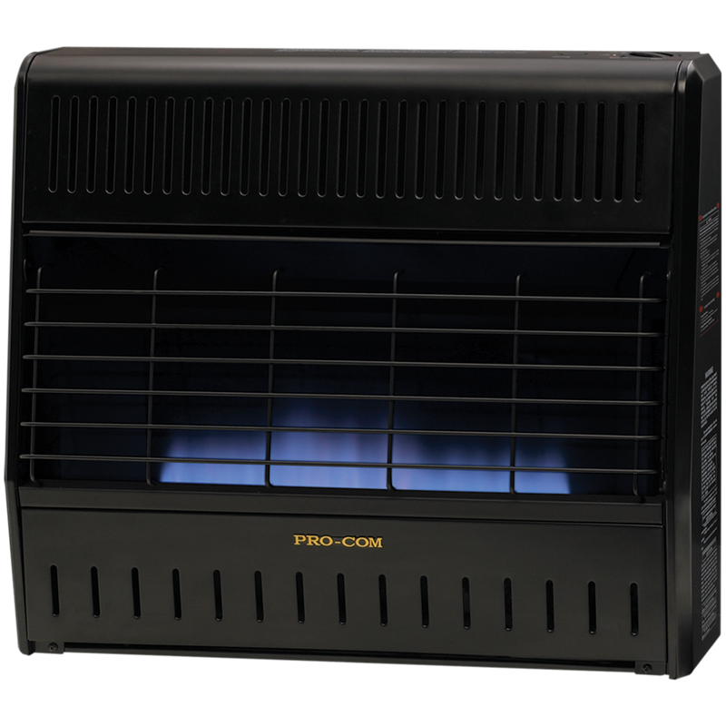 ProCom Dual Fuel Ventless Blue Flame Garage Heater - 30,000 BTU, T-Stat Control - Model