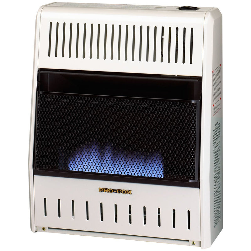 ProCom Ventless Liquid Propane Gas Blue Flame Space Heater - 20,000 BTU, Manual Control - Model