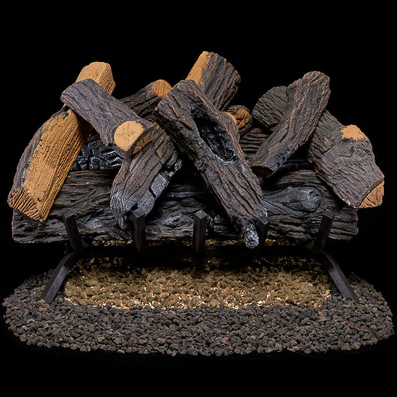 Duluth Forge Vented Natural Gas Fireplace Log Set - 24 in., 55,000 BTU, Match Light, Heartland Oak - Model