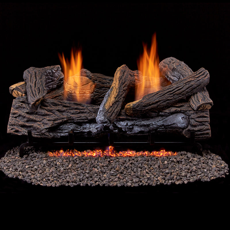 Duluth Forge Ventless Natural Gas Log Set - 24 in. Stacked Red Oak, 33,000 BTU, Manual Control - Model