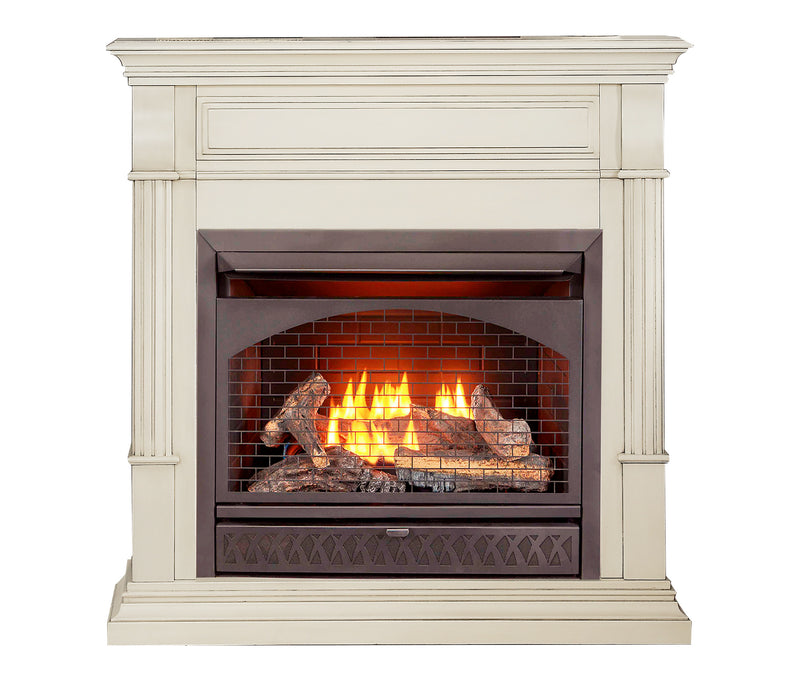 ProCom FBNSD28T-2AW, Vent Free Fireplace System, Fireplace: FBNSD28T and Mantel: CM300-2-AW, Antique White