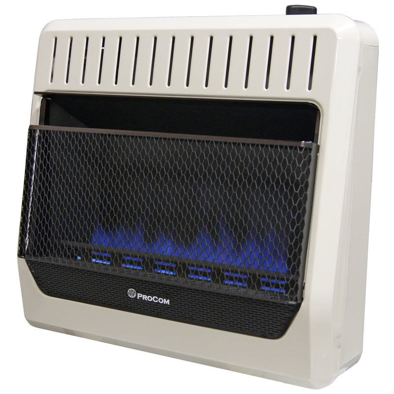 ProCom Heating Natural Gas Vent Free Blue Flame Gas Space Heater - 30,000 BTU, T-Stat Control - Model