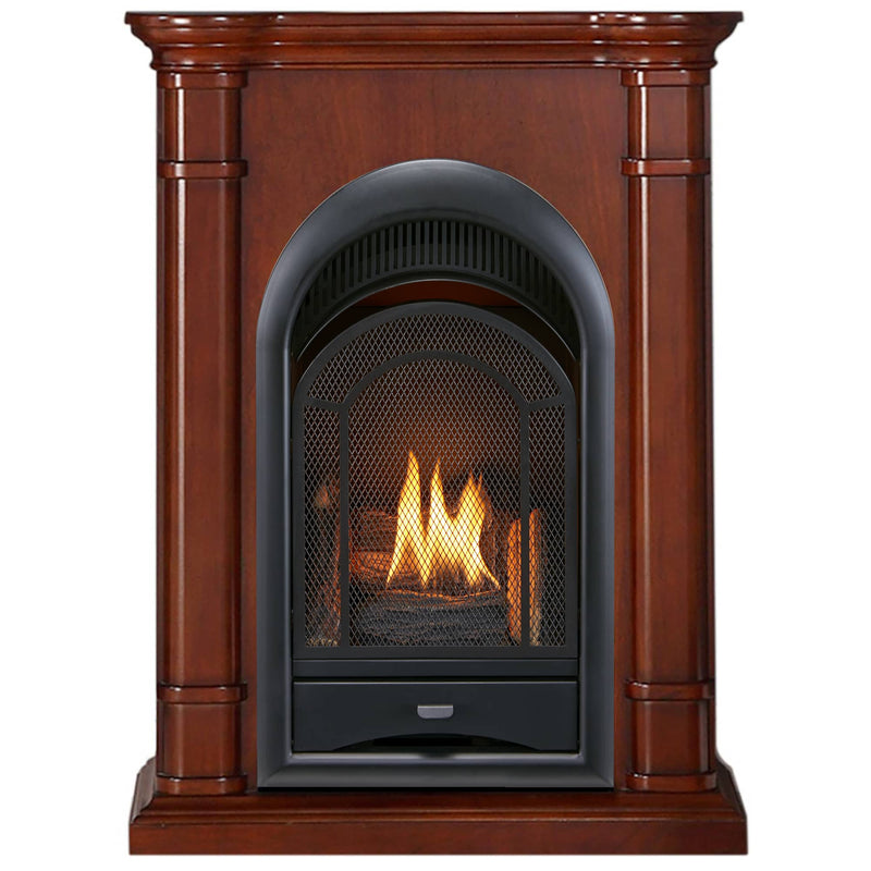 ProCom Dual Fuel Vent Free Gas Fireplace System - 15,000 BTU, T-Stat Control, Walnut Finish - Model