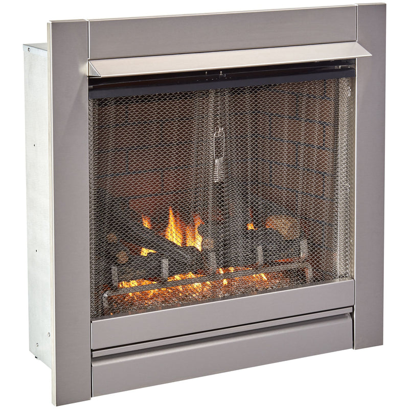 Duluth Forge Outdoor Fireplace Insert With Concrete Log Set and Sandstone Brick Fiber Liner - Model