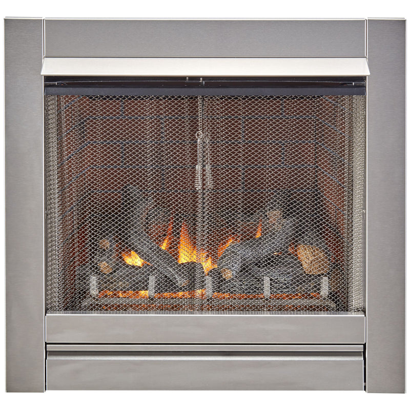Duluth Forge Outdoor Fireplace Insert With Concrete Log Set and Vintage Red Brick Fiber Liner - Model
