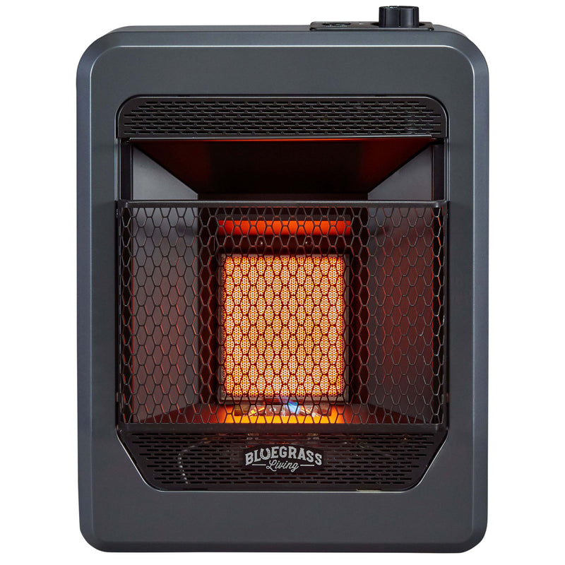 Bluegrass Living Natural Gas Vent Free Infrared Gas Space Heater With Base Feet - 10,000 BTU, T-Stat Control - Model