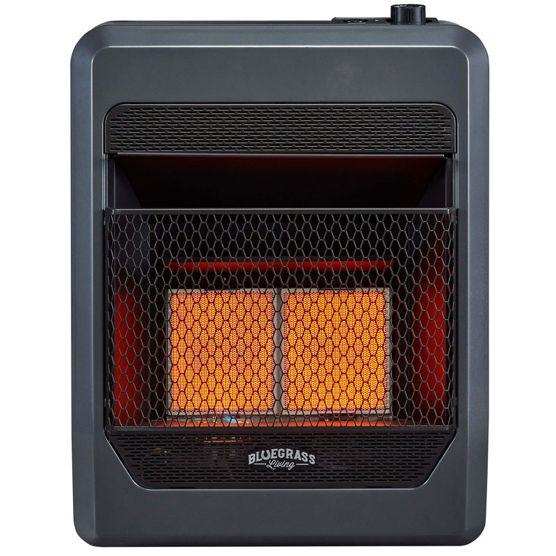 Bluegrass Living Natural Gas Vent Free Infrared Gas Space Heater With Blower and Base Feet - 20,000 BTU, T-Stat Control - Model