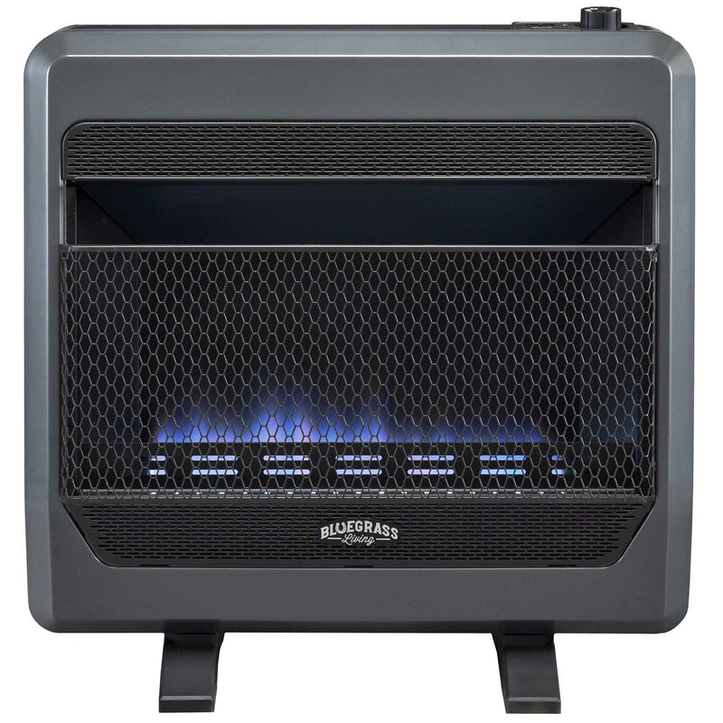 Bluegrass Living Propane Gas Vent Free Blue Flame Gas Space Heater With Blower and Base Feet - 30,000 BTU, T-Stat Control - Model