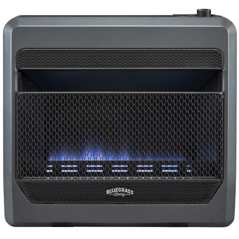 Bluegrass Living Natural Gas Vent Free Blue Flame Gas Space Heater With Blower and Base Feet - 30,000 BTU, T-Stat Control - Model