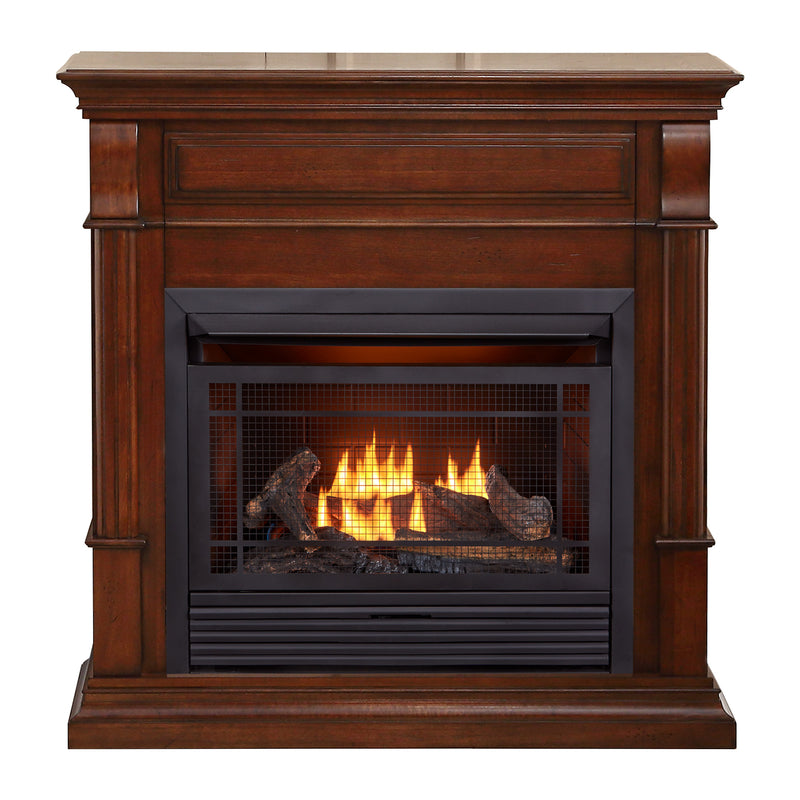 Duluth Forge Dual Fuel Ventless Gas Fireplace With Mantel - 26,000 BTU, Remote Control, Auburn Cherry Finish - Model