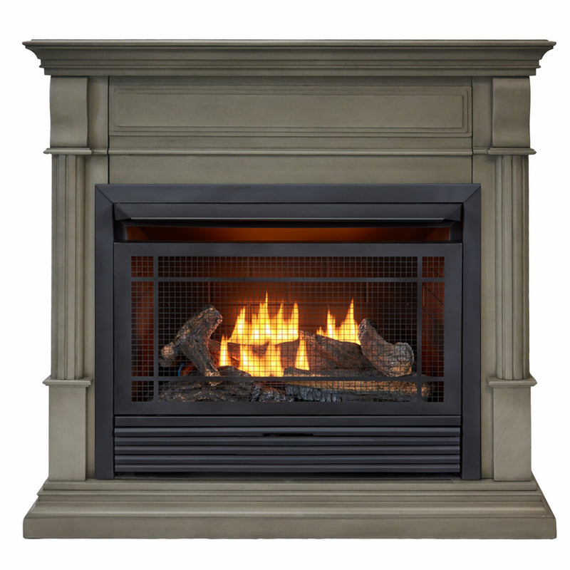 Duluth Forge Dual Fuel Ventless Gas Fireplace With Mantel - 26,000 BTU, T-Stat Control, Slate Gray Finish - Model