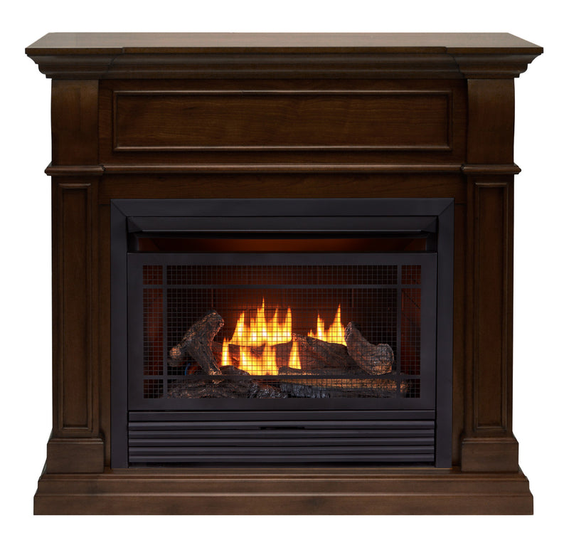 Duluth Forge Dual Fuel Ventless Gas Fireplace With Mantel - 26,000 BTU, T-Stat Control, Walnut Finish - Model