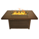 Bluegrass Living 52 Inch. Outdoor Rectangular Aluminum 50,000 BTU Propane Fire Pit Table with Glass Wind Guard, Fabric Cover, Crystal Glass Beads, Model