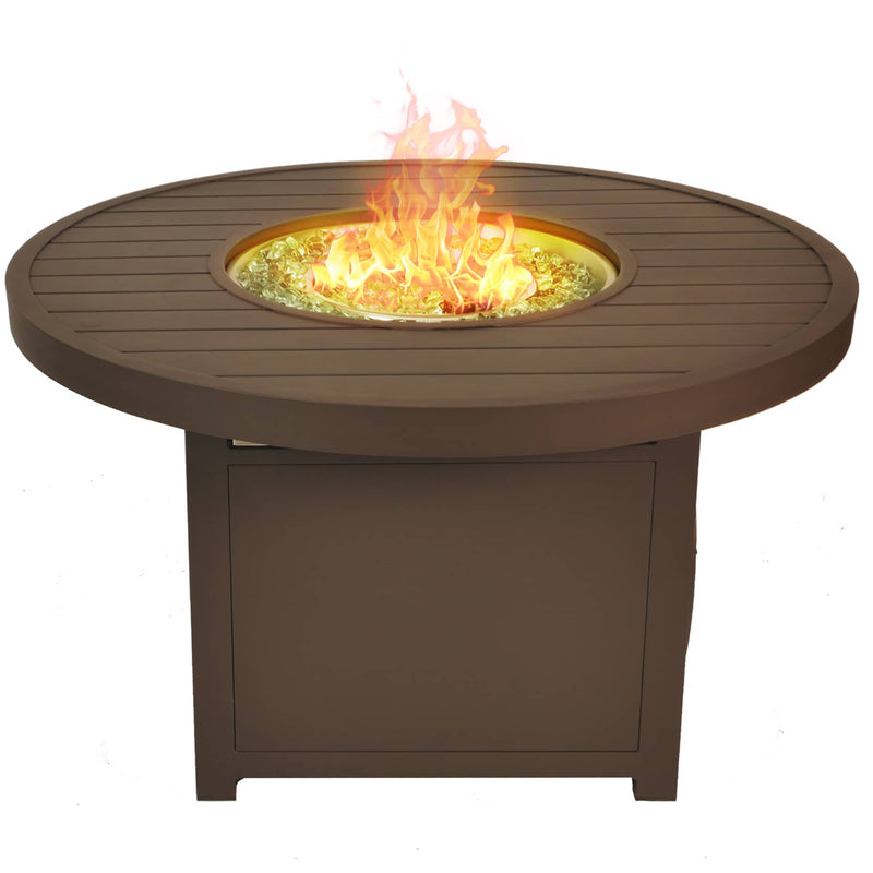 Bluegrass Living 42 Inch Outdoor Round Aluminum 50,000 BTU Propane Fire Pit Table with Crystal Glass Beads and Fabric Cover - Model