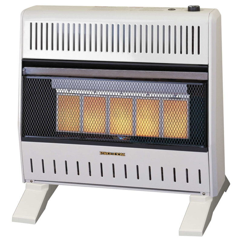 ProCom Dual Fuel Ventless Infrared Gas Space Heater With Blower and Base Feet - 30,000 BTU, T-Stat Control - Model