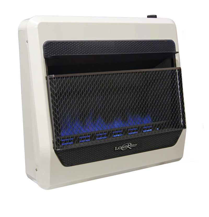 Lost River Dual Fuel Ventless Blue Flame Gas Space Heater - 30,000 BTU, T-Stat Control - Model
